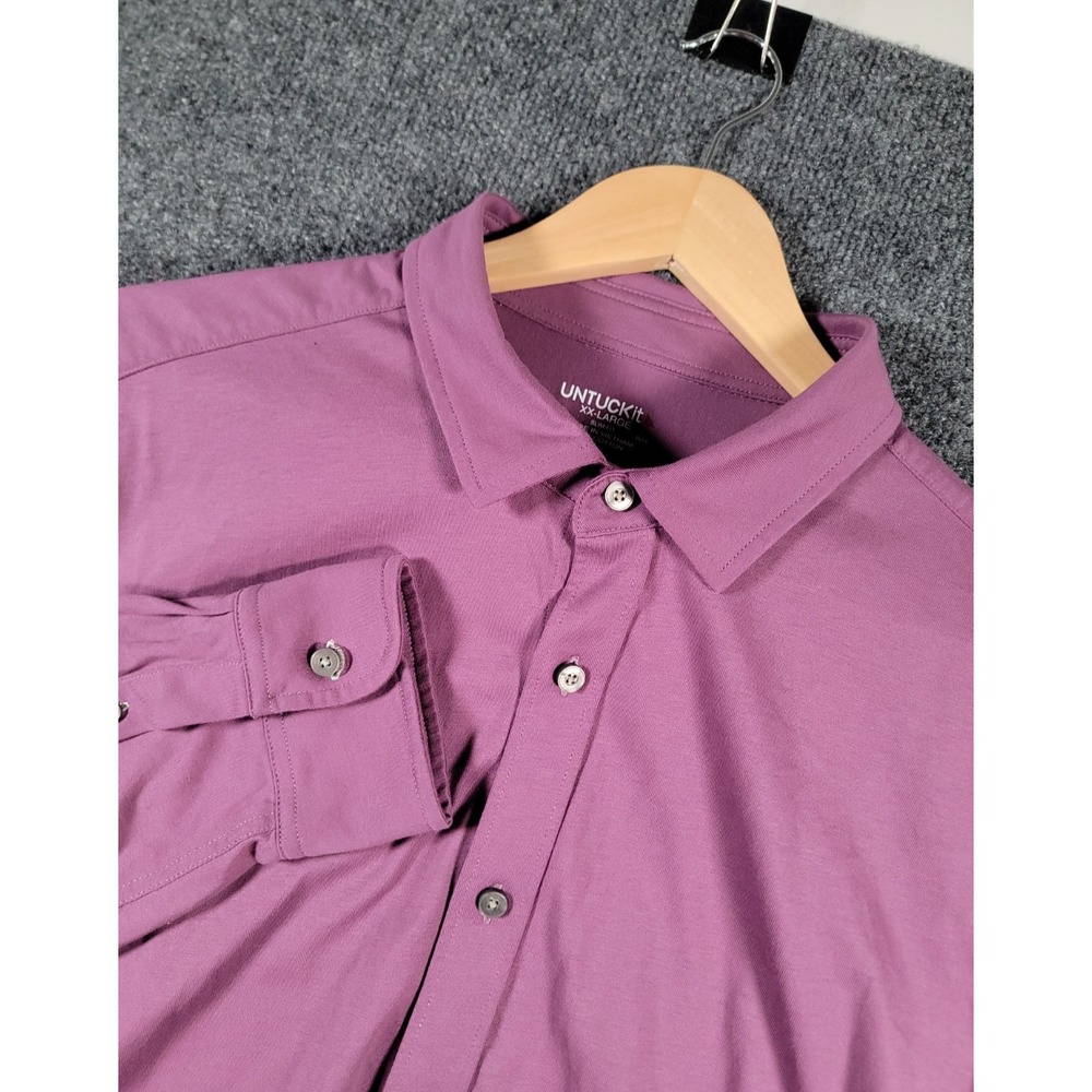 Untuckit Shirt Mens XXL Purple Slim Fit Wrinkle Free Long Sleeve Button Down